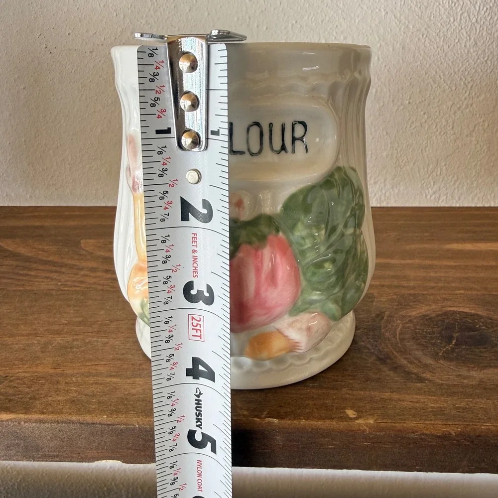 Ceramic Flour Sugar Canister Set Vegetable Kitchen Decor Grandmacore Missing Lid